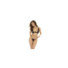 Ensemble 3 pièces Palma en dentelle noir, soutien gorge avec armatures, porte jarretelles et string assorti 